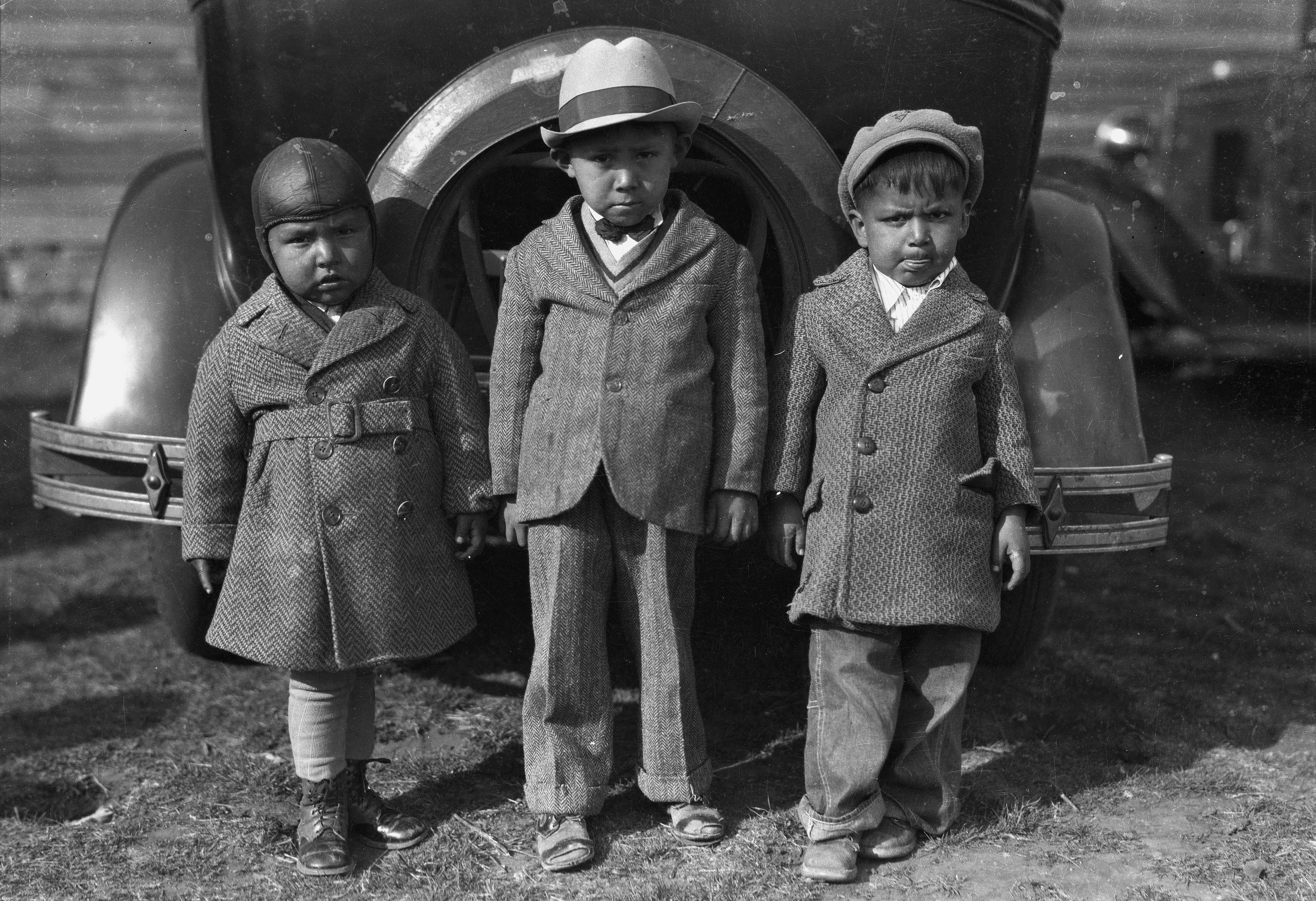 Photographyt: Newton Poolaw (Kiowa), Jerry Poolaw (Kiowa), Elmer Thomas “Buddy” Saunkeah (Kiowa). Mountain View, Oklahoma, ca. 1928. Courtesy the Estate of Horace Poolaw