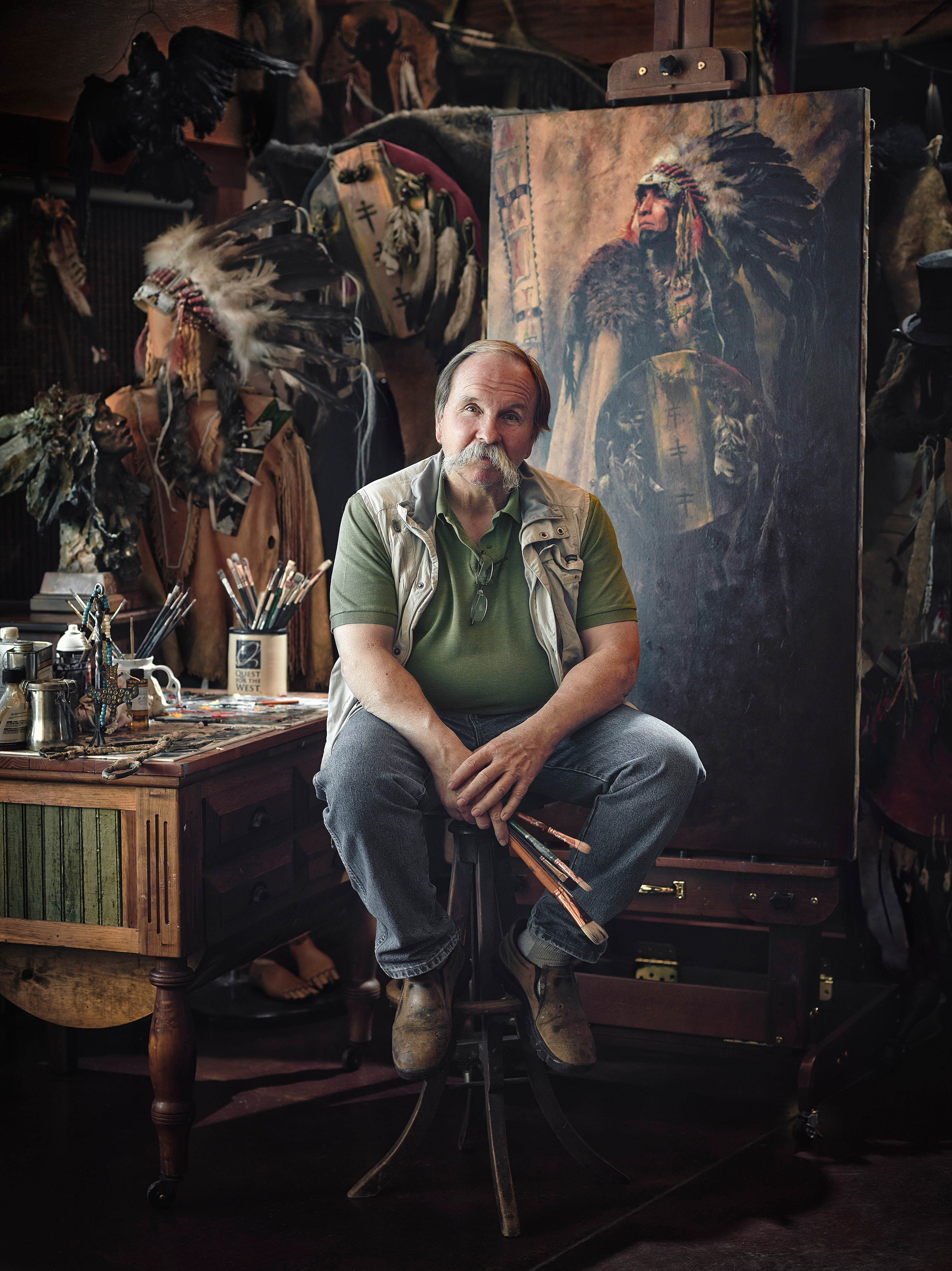 Cowboy artist John Coleman in his studio. Photography: Erik Petersen and Willie Petersen/Courtesy Phippen Museum