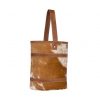 Brown and White Hair-On-Hide Wine Bag