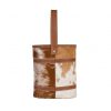 Brown and White Hair-On-Hide Wine Bag