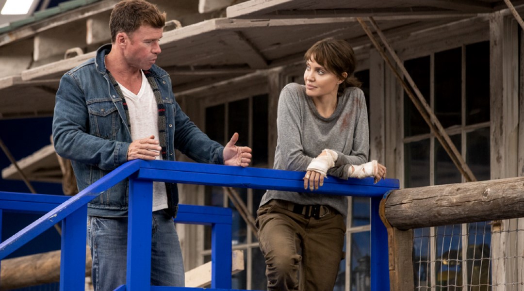 Taylor Sheridan and Angelina Jolie in "Those Who Wish Me Dead"