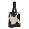 Black and White Hair On Hide Wine Bag