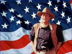 John Wayne and American flag