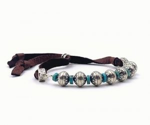 Sterling & Turquoise Leather Lace Bracelet by Laura Ingalls