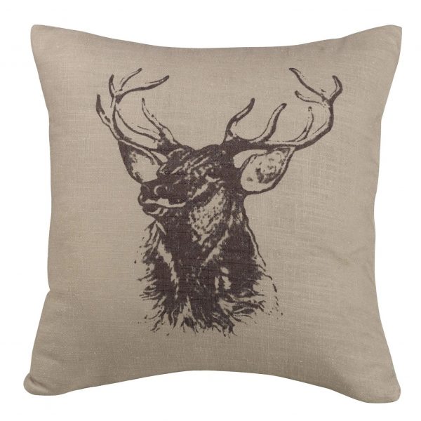 Elk Bust Burlap Pillow