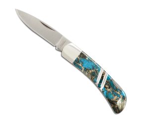 Gemstone Turquoise Lock Back Knife by Santa Fe Stoneworks