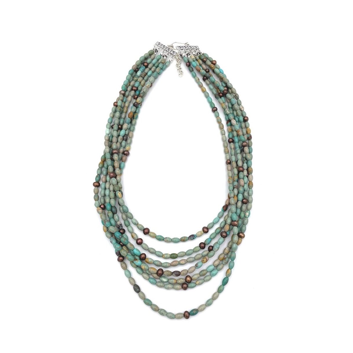Seven Strand Green Turquoise Necklace by Paige Wallace