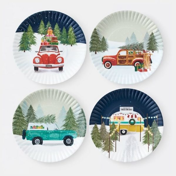 Vintage Christmas Vehicles Dinner Plates