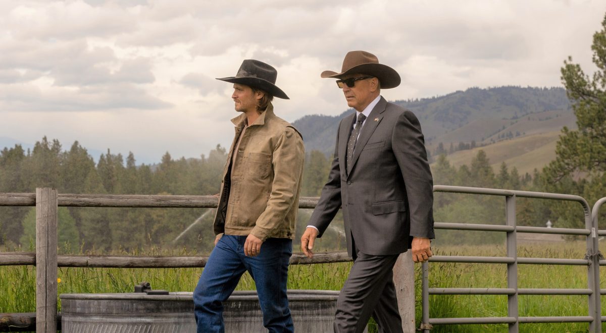 Kevin Costner and Luke Grimes of "Yellowstone"