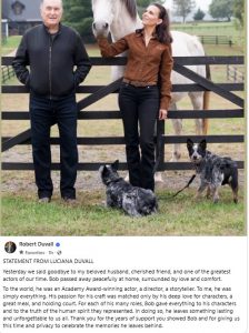 Lucinda Duvall pays tribute to Robert Duvall