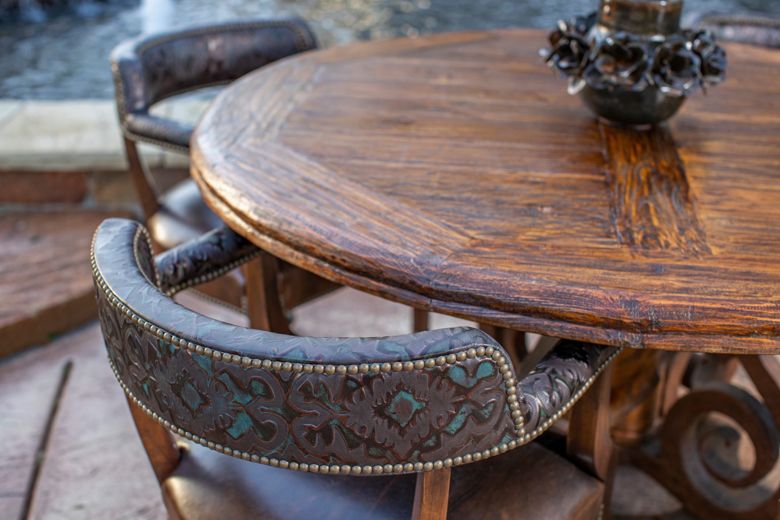 Gem Carved Wood Side Table