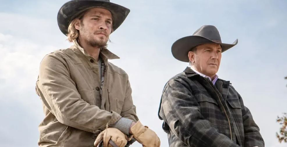 Luke Grimes and Kevin Costner in "Yellowstone"