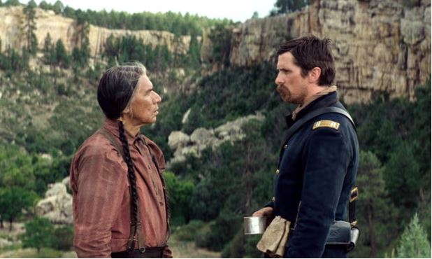 Wes Studi and Christian Bale in "Hostiles"