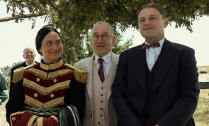 Lily Gladstone, Robert De Niro and Leonardo DiCaprio in "Killers of the Flower Moon"