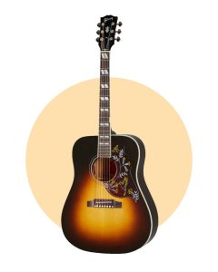 Gibson Hummingbird Standard in Vintage Sunburst guitar on white background.