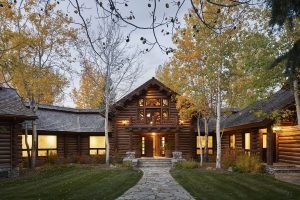 This 7,500-square-foot Jackson, Wyoming, home sits next to a trout-filled creek and faces the Teton mountains. Jackson-based Berlin Architects expanded the original log cabin two years ago, and WRJ Design reimagined the interiors. (Architectural Digest)