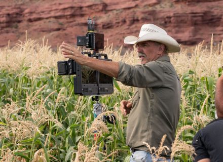 Kevin Costner directs on the set of "Horizon."