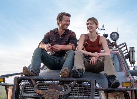 (from left) Tyler (Glen Powell) and Kate (Daisy Edgar-Jones) in Twisters, directed by Lee Isaac Chung.