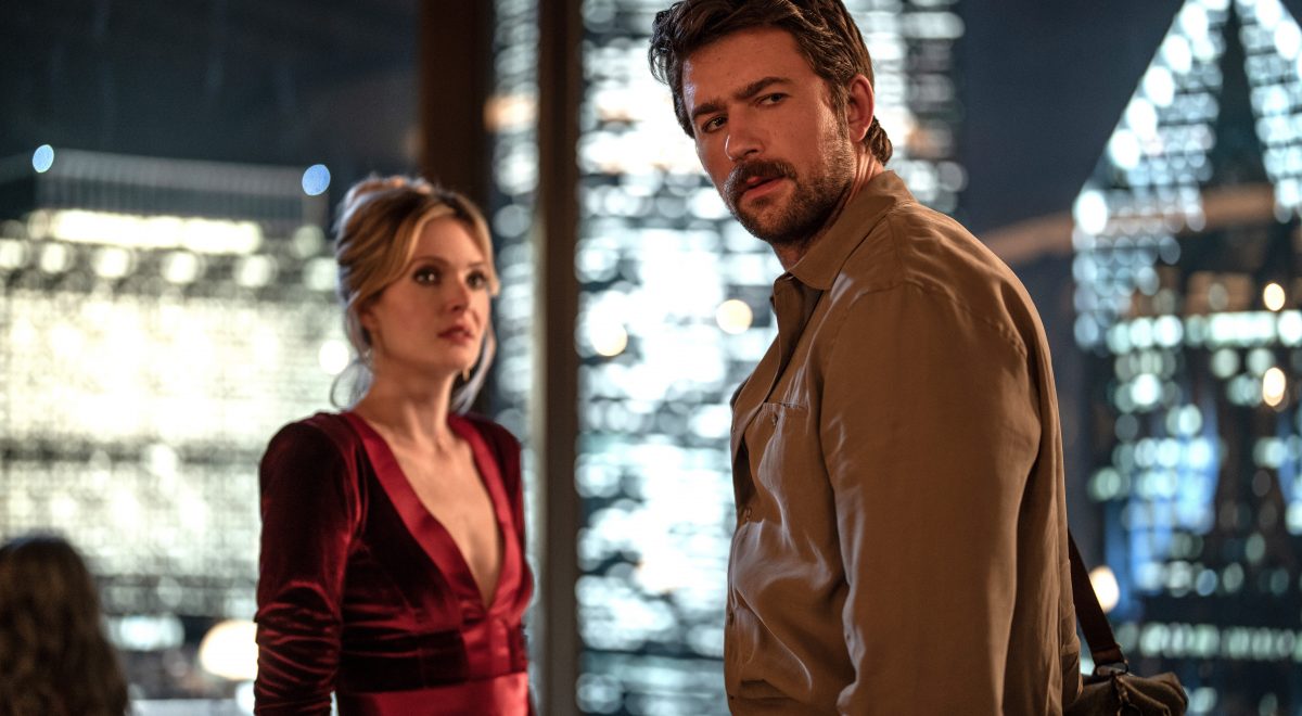 Brandon Sklenar and Meghann Fahy in "Drop"