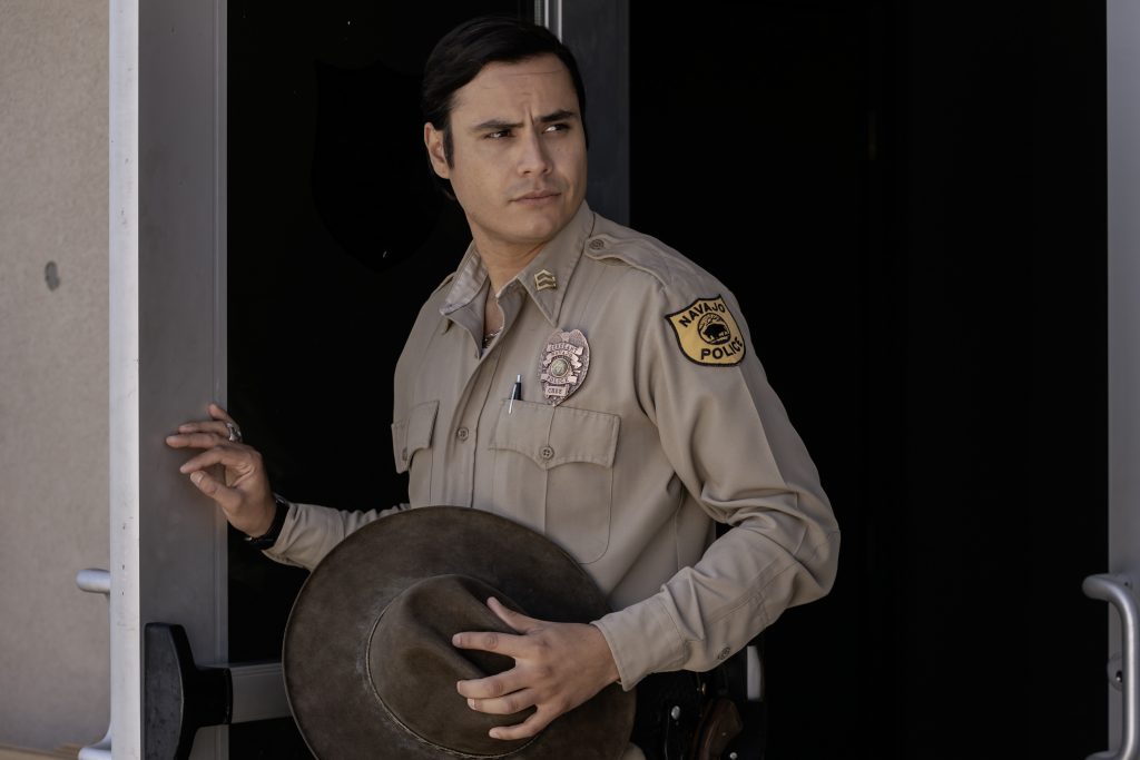 Kiowa Gordon as Jim Chee in "Dark Winds"