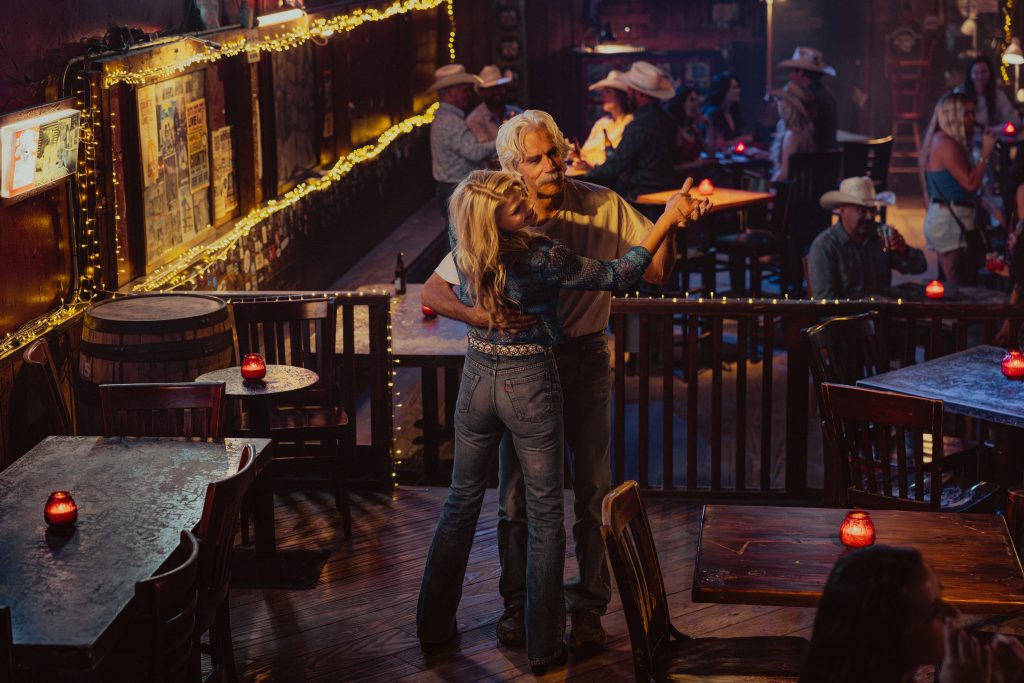 Ali Larter and Sam Elliott in "Landman"