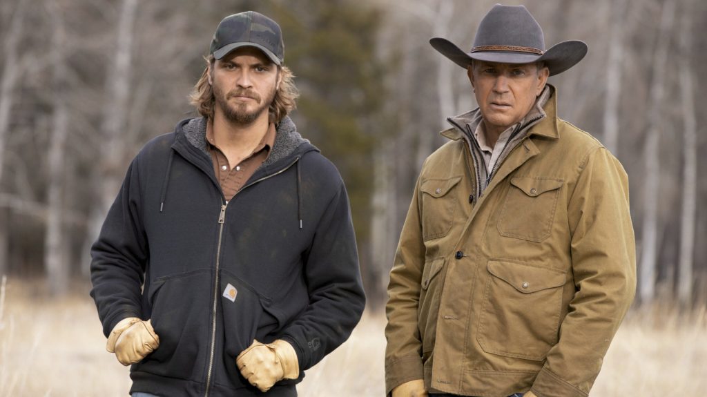 Luke Grimes and Kevin Costner in "Yellowstone."
