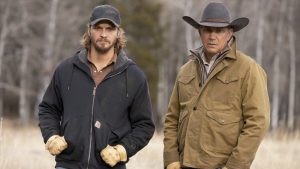 Luke Grimes and Kevin Costner in "Yellowstone."